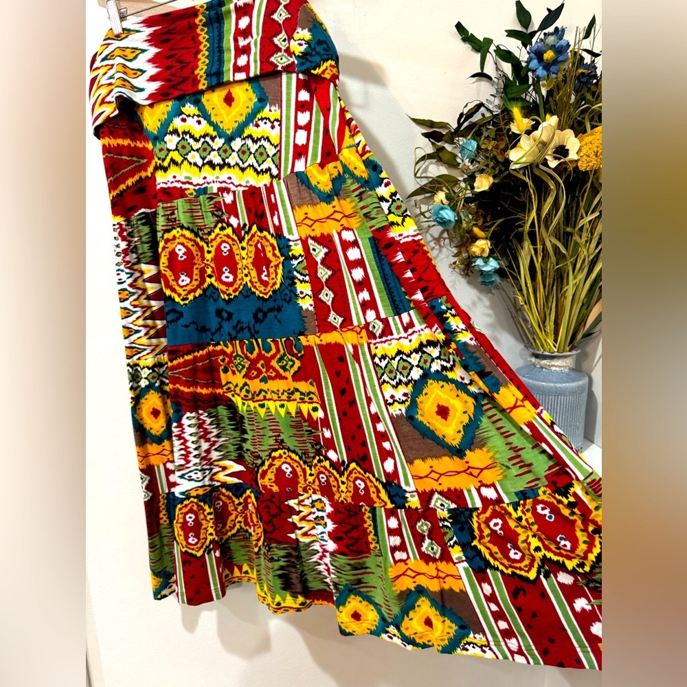 Monroe & Main Boho Patchwork Maxi Skirt | Colorful Festival Resort Skirt XL - Picture 5 of 7